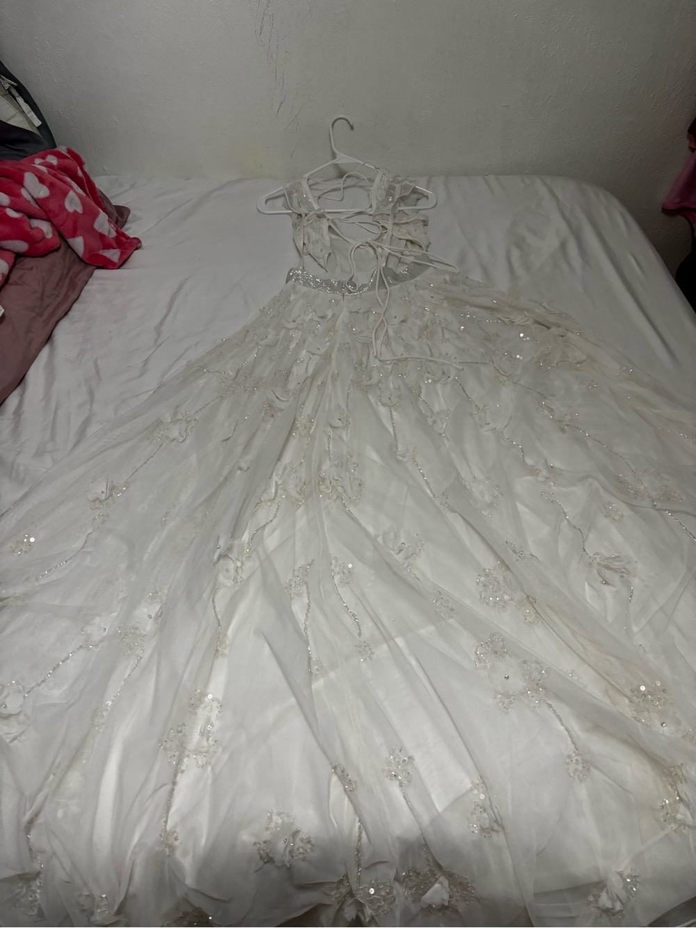 Mac Duggal Ivory Beaded Floral Tulle Gown